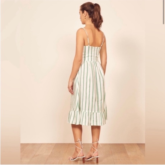 Reformation Eileen Linen Mid Dress Sz 10 - Picture 4 of 13